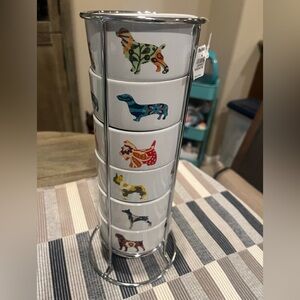 NWT Cost Plus World Market Stackable Dog Mugs Set